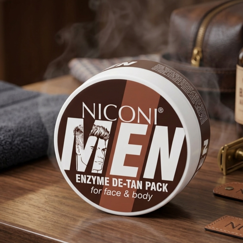NICONI MEN Enzyme De-Tan Pack For Face & Body – Tan Removal & Skin Care Pack 120gm