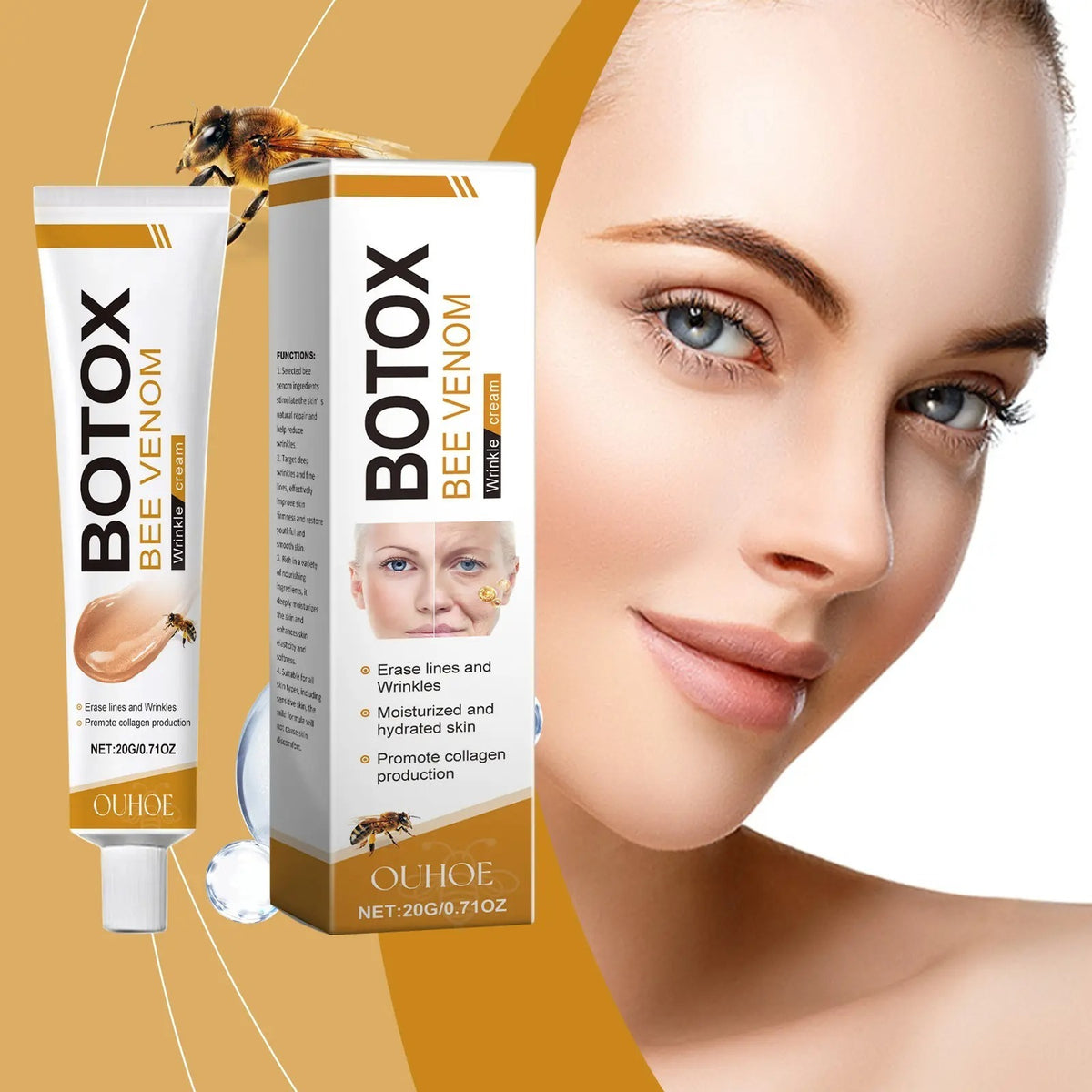 Bee Venom Botox Face Cream – Whitening, Anti-Aging & Deep Moisturizing Skincare For Bright, Smooth & Hydrated Skin (35Gram)