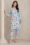 Digital Print Polo Cotton 2 Piece Suit For Girls – Butterfly Printed Shirt & Trouser Set | Soft Summer Casual & Party Wear Dress