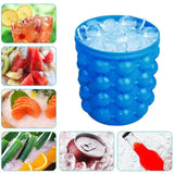 Ice Genie Silicone Ice Cube Maker - 120 Ice Cube Capacity Space Saving Ice Bucket Containers Food Grade Material Freezer Beverage Cooler