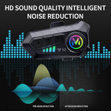 Motorcycle Helmet Bluetooth Headset Bluetooth 5.3 Smart Noise Reduction IPX6 Waterproof HiFi Headphones ~ Rechargeable