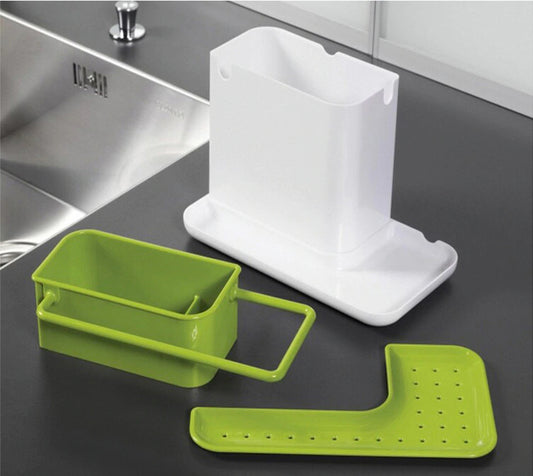 3-In-1 Soap Pump Dispenser With Sponge Holder Liquid Dispenser Container Hand Press Soap Organizer Kitchen Cleaner Tools Hot With Self Draining Sink Tidy Organizer Brush Sponge Cleaning Cloth Holder