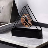1 Pcs Simple Triangle-Shaped Iron Mosquito Coil Holder Creative Hanging Or Standing Incense Burner Only Black