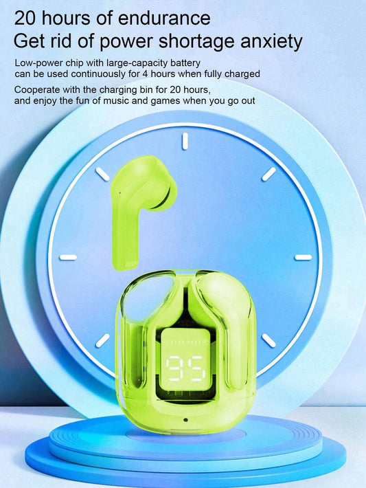 Air31 Earbuds Wireless Crystal Transparent Body - With Silicone Pouch ( Random Color )