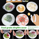 100pc Disposable Cling Film Cover Household Refrigerator Food Fruit Preservation Cover Dust-Proof Plastic Fresh-Keeping Cover