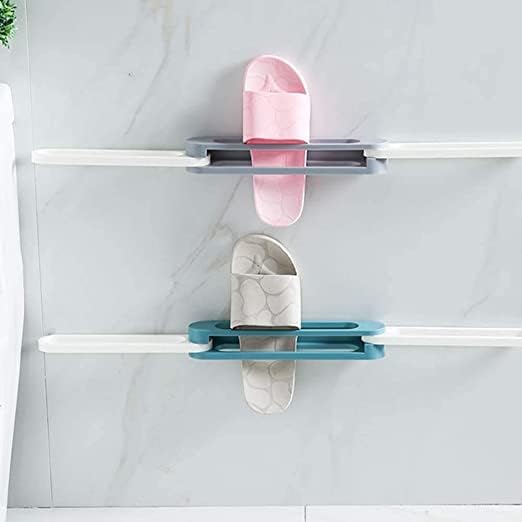 3 In 1 Shoes Rack Wall Mounted Folding Slippers Shoes Bathroom Towel Hanger Organizer Rack In House Shoes Stand Hanging Shelf Rack Holder For Multipurpose Use(Random Color)