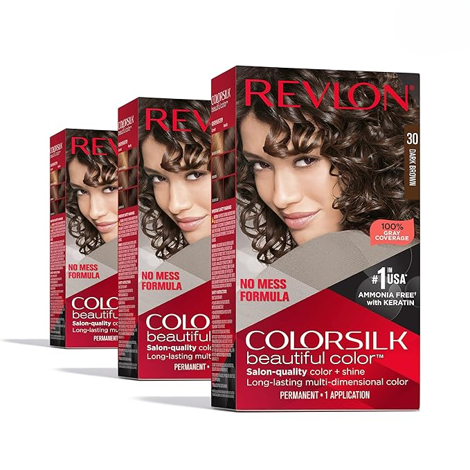 Revlon ColorSilk Hair Color #30 Dark Brown – Ammonia Free Permanent Hair Dye