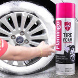 Flamingo Tire Foam Cleaner 650ML | No-Wipe Tire Shine Foam Spray | Cleans, Protects & Restores Tire Gloss | UV Protection