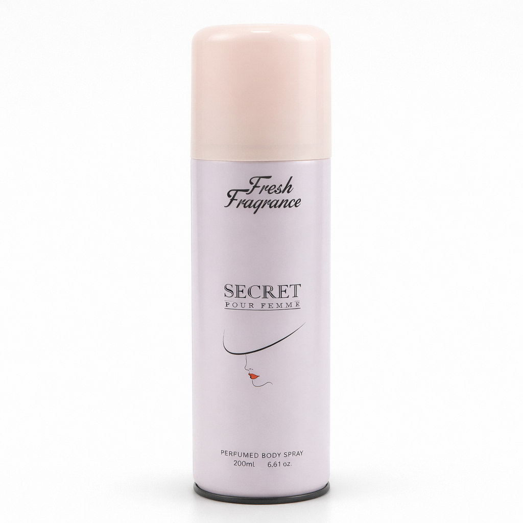 SECRET POUR FEMME Fresh Fragrance Perfumed Body Spray – Elegant Lavender & Pink Design - 200ml