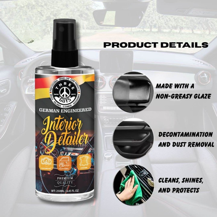 Interior Detailer (Premium Quality) Clean. Refresh. Protect. – All In One Spray | THREE GUYS – German Engineered – 250ml