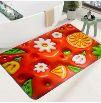 3D Visual Anti-Slip Absorbent Mat, Bath Mat Rug, Quick Dry Super Absorbent Non-Slip Thin Bathroom Rugs Fit Under Door Random Color