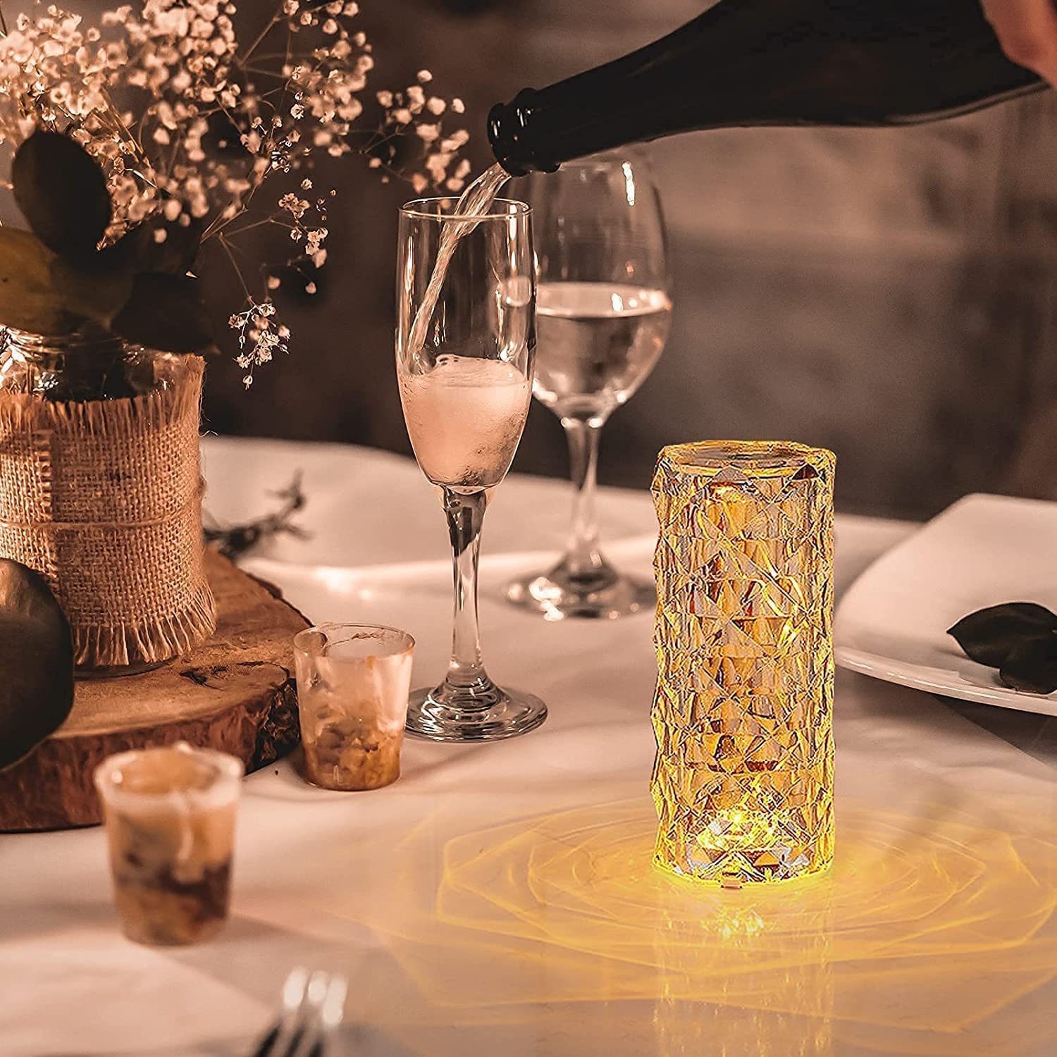 Crystal Rose Diamond Lamp – 16 Colors Changing LED Touch Lamp With Remote & USB Charging