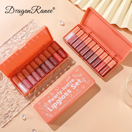 Dragon Ranee 10 Pieces Velvet Matte Pink Lipstick Set Sexy Long Lasting Makeup Waterproof Lip Gloss For Girls DR23