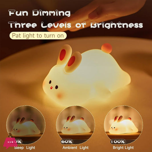 Silicon Rabbit Lamp - Cute Lamps - Rechargeable Rabbit Lamp With Touch Sensor - Bunny Night Lamps For Kids
