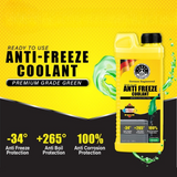 THREE GUYS Antifreeze Coolant Green – Long Life Ready-To-Use Coolant | IAT Formula | Radiator Coolant For Car, SUV & Bike Engines | Rust & Freeze Protection | 1L