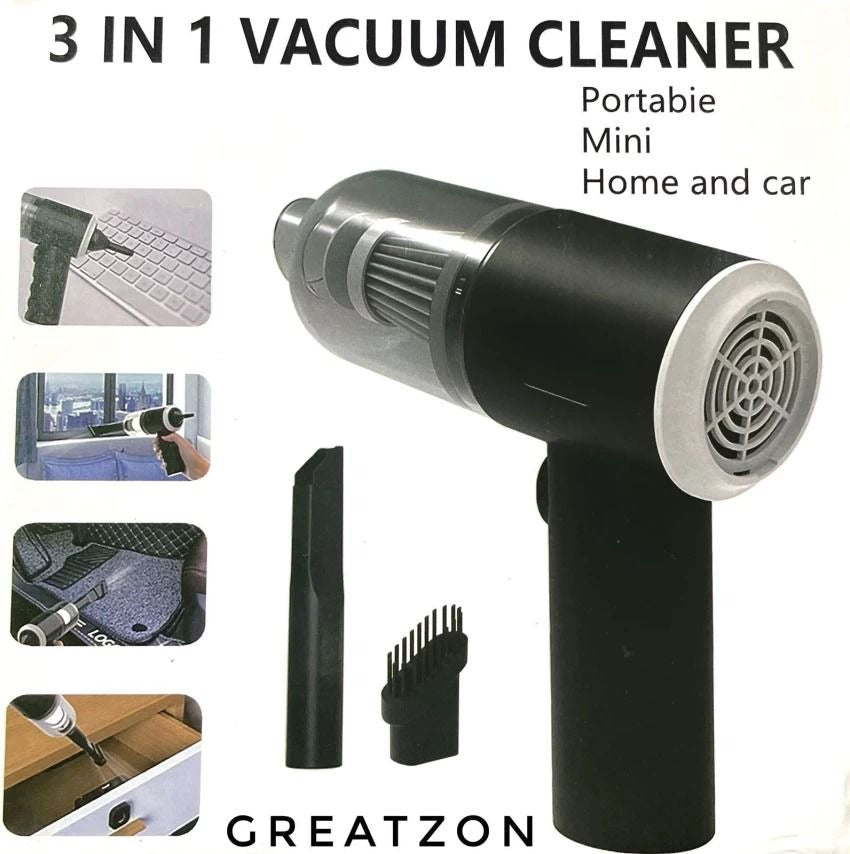 3 In 1 Portable Wireless Vacuum Cleaner – High Power Suction, Air Pump & Duster For Home, Car & Laptop