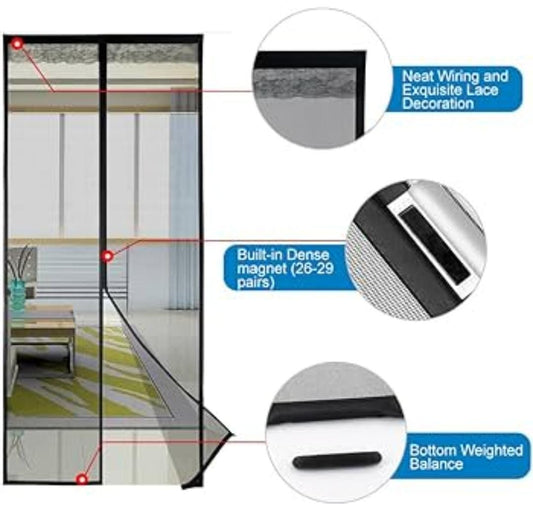 Magnetic Mosquito Mesh Door Net – Hands-Free Automatic Closing Insect Screen