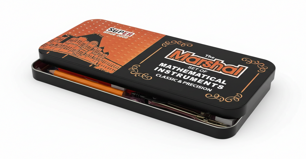 Marshal 9-Piece Mathematical Instruments Set – Complete Geometry Box For Classic & Precision Drawing