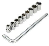 Professional Heavy Duty Socket Wrench Set | 9Pc Tool Kit | 1/2″ Drive | 8‑24mm Metric Sockets + L Wrench