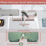Silicone Faucet Splash Guard Mat With Sponge Holder – Green Sink Water Catcher & Kitchen Organizer