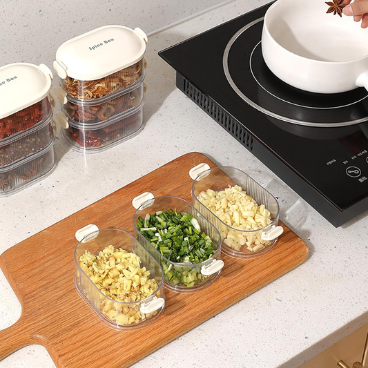 4 Layers Multi-Layered Seasoning Spice Storage Box, Seasoning Storage Box, Multi Tableware Set Accessories For Outdoor BBQ Picnic (Random Color)