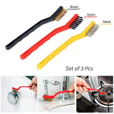 Gas Stove Cleaning Wire Brush Kitchen Tool Metal Fiber Brush – Set Of 3 Brush