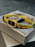 Fake Watch Handcuff Bracelet For Women – Stylish Gold Wrist Watch - QTX-184