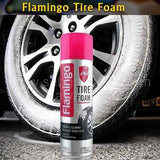 Flamingo Tire Foam Cleaner 650ML | No-Wipe Tire Shine Foam Spray | Cleans, Protects & Restores Tire Gloss | UV Protection