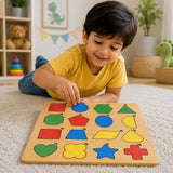 Shape Puzzle Board Game - Educational Wooden Learning Toy Crafted From MDF Wood For Children And Geometric Skill Development