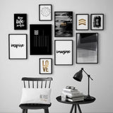Set Of 10 Modern Motivational Photo Frames Black And White Inspirational Quotes And Abstract Designs Wooden MDF | Double Tape Includes