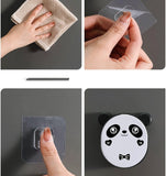 Wall Mounted Cute Panda Soap Dish Holder  – Punch-Free Plastic Soap Box Rack for Bathroom & Kitchen Storage (Random color)