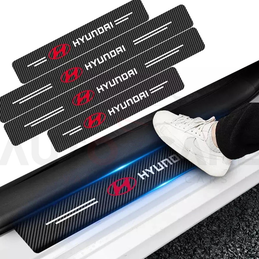 Set Of 4 Carbon Fiber Car Door Sill Protector Stickers 2 Pcs 23.5 Inches 2 Pcs 15.5 Inches Scratch Resistant | Random Design