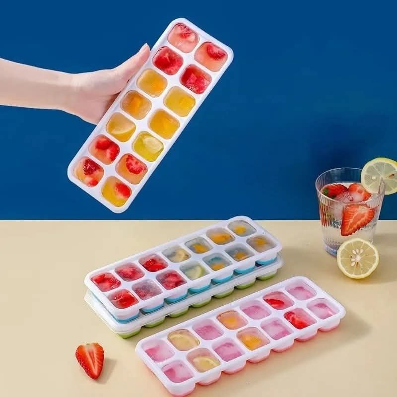 Silicon Popup Ice Cube Tray 14 Grid Ice Mould Silicone Ice Cube Mold Tray Durable And Easy Release Design | Random Color