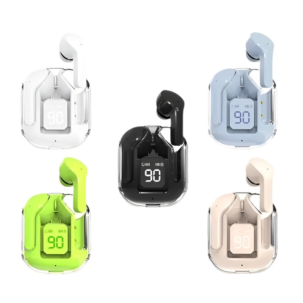Air 31 Original Wireless Earbuds Bluetooth Earphones - Transparent HIFI Headphones With LED Power Digital Display And Stereo Sound (Random Color)