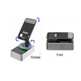 3-In-1 Rotating Foldable Mobile Phone Stand With Built-In Bluetooth Speaker – Adjustable Desktop Holder For Smartphones