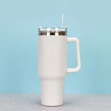 Insulated Stainless Steel Tumbler With Handle And Straw - 40oz (Random Color)