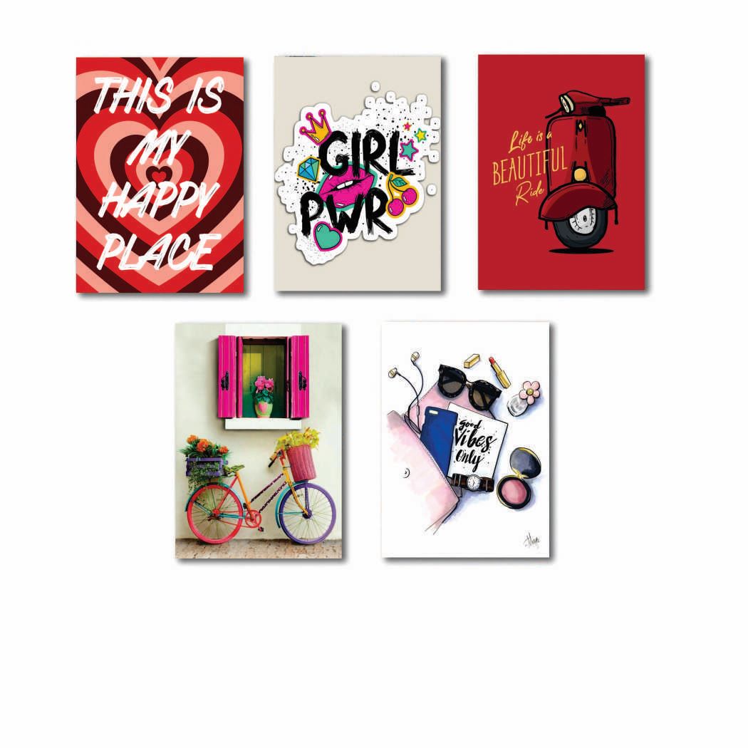 Set of 5 Premium Wall Art Photo Tiles – Modern Home Decor Sets  8x11