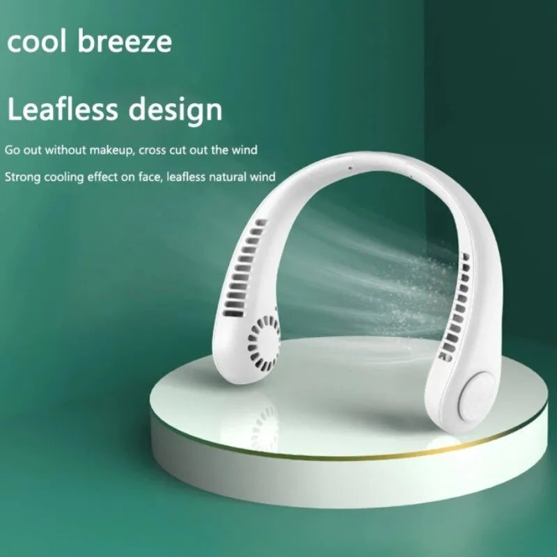 Vaneless Hanging Neck Fan | Portable Rechargeable Fan Bladeless Neck Fan (Random Color)