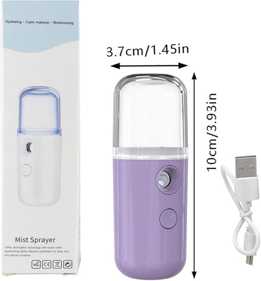 Nano Facial Mist Sprayer, 30ml Handy Atomization Machine Face Moisturizing Hydration  USB Charging (random color)