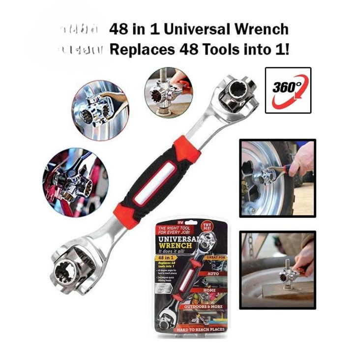 48-In-1 Universal Multi-Function Wrench 360° Rotary Adjustable Spanner For Nuts & Bolts