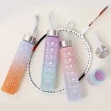 Sports Water Bottles 3 Pcs Set with Motivational Time Marker & Leak Proof Flip Top Lid  (random color)