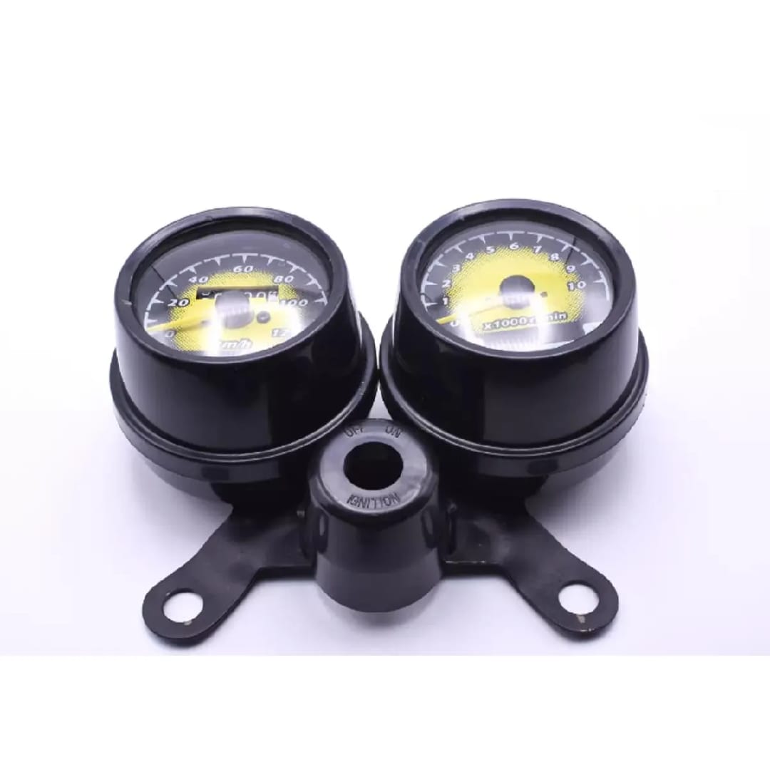 Double Round Fancy Meter Speedometer RPM For Honda 125 Motorcycle – Dual Analog Speed & RPM Gauge (Without Switch)