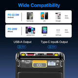 10000Mah Power Bank Slim Portable Charger Pd 22.5W Fast Charging 5V 3A Usb-C Output Battery Pack With Emergency Lighting Compatible Android Phones And Most Electronic Devices