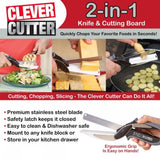New Smart Clever Cutter Scissor 2 In 1 Cutting Board Utility Cutter Stainless Steel Outdoor Vegetable Knife Multi Function