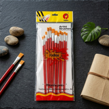 Writing Brush Set 12 Pcs Plastic Handle Flat Tip Brushes For Acrylic Oil And Watercolor Painting