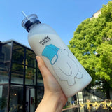 We Bare Bears Panda Water Bottle 1000ml - Cute Cartoon Design Durable Hydration Bottle For School, Gym, Travel, And Outdoor Activities (Random Color)