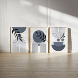 Set Of 3 Abstract Botanical Wall Art Frames – 8x11" MDF Wood With Adhesive Backing