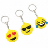 Pack Of 3 Assorted Round Emoji Reaction Keychains – Plastic Smiley Face Charms (Random Designs)