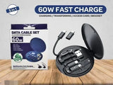 5 In 1 Multifunctional Data Cable Set 60W Fast Charging Universal Charging Pins Durable Portable Charger Cable Kit