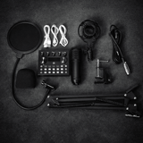 V10 BM-800 Podcast Condenser Microphone Set With Live Sound Card & Adjustable Scissor Arm Stand